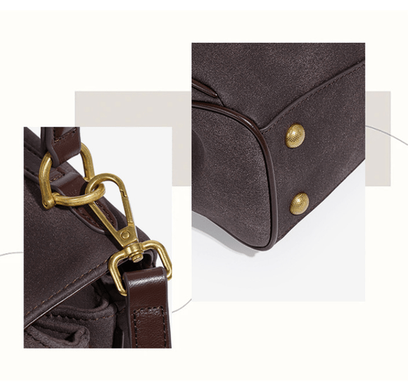 Grey Women's Vintage Suede Satchel Bag - Elegant Top Handle Purse with Gold Lock - RnR Galore