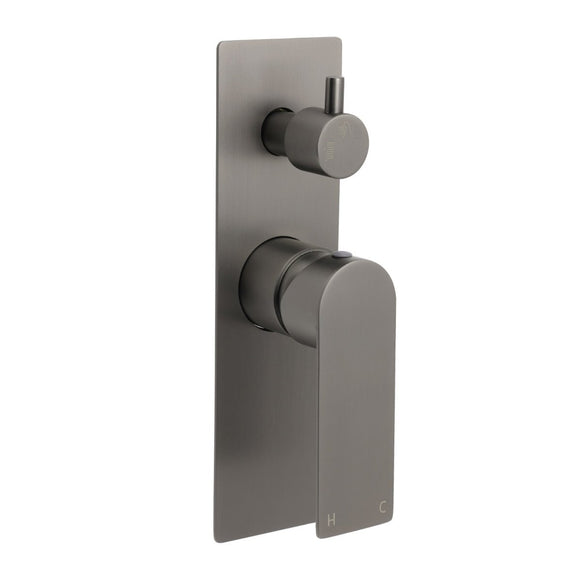 Gun Metal Grey Square Wall Mounted Shower Mixer Diverter 2 Ways Switch Valve Set - RnR Galore