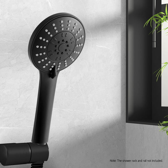 Handheld Shower Head 4.5" High Pressure 5 Modes Poweful Round Black - RnR Galore