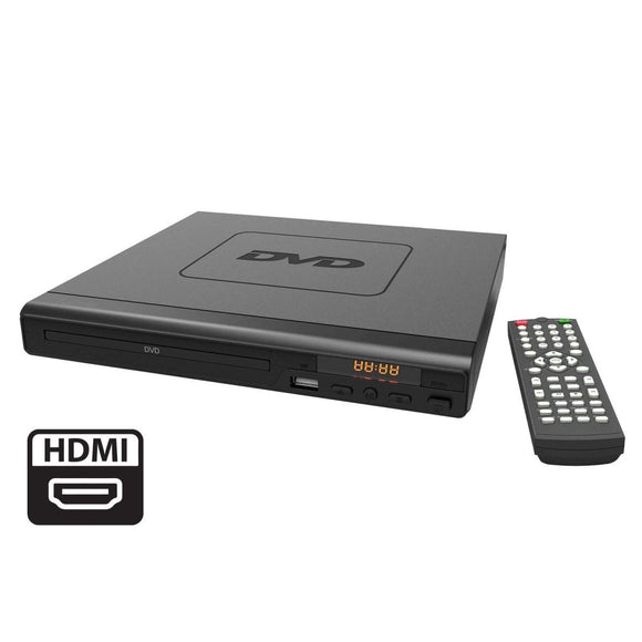 HDMI DVD Player (Black) w/ Remote Control, Compact Size, 8 Languages - RnR Galore