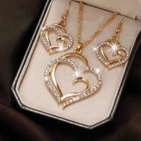 Heart Shaped Rhinestone Jewelry Set for Women - RnR Galore