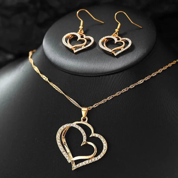 Heart Shaped Rhinestone Jewelry Set for Women - RnR Galore