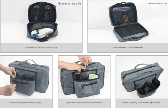 Heather Grey Versatile Travel Organizer Bag with Luggage Sleeve - Portable Carry - On for Laptop, Shoes & Accessories - RnR Galore