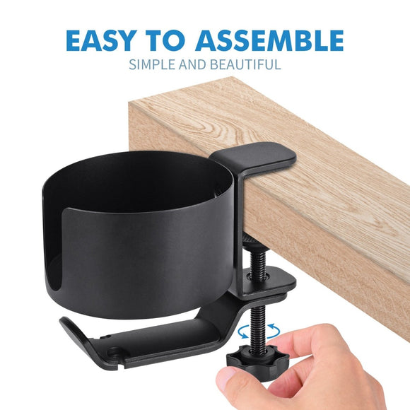Heavy - Duty All - Metal Desk Clamp with 360 - Degree Swivel Headphone Hanger & Cup Holder(black) - RnR Galore