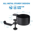 Heavy - Duty All - Metal Desk Clamp with 360 - Degree Swivel Headphone Hanger & Cup Holder(black) - RnR Galore