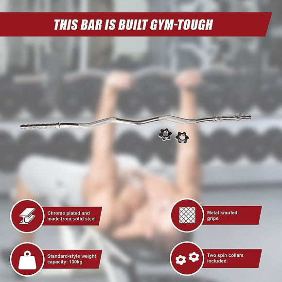 Heavy Duty EZ Curl Barbell – Weightlifting Bar with Spinlock Collars for Gym Training - RnR Galore