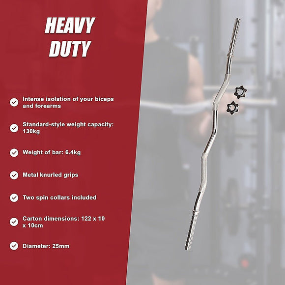 Heavy Duty EZ Curl Barbell – Weightlifting Bar with Spinlock Collars for Gym Training - RnR Galore