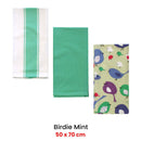 Home Oasis Set of 3 Printed Cotton Rich Tea Towels 50 x 70 cm Birdie Mint - RnR Galore