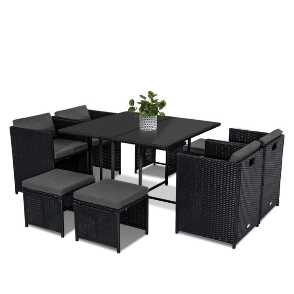 Horrocks 8 Seater Outdoor Dining Set - Black - RnR Galore