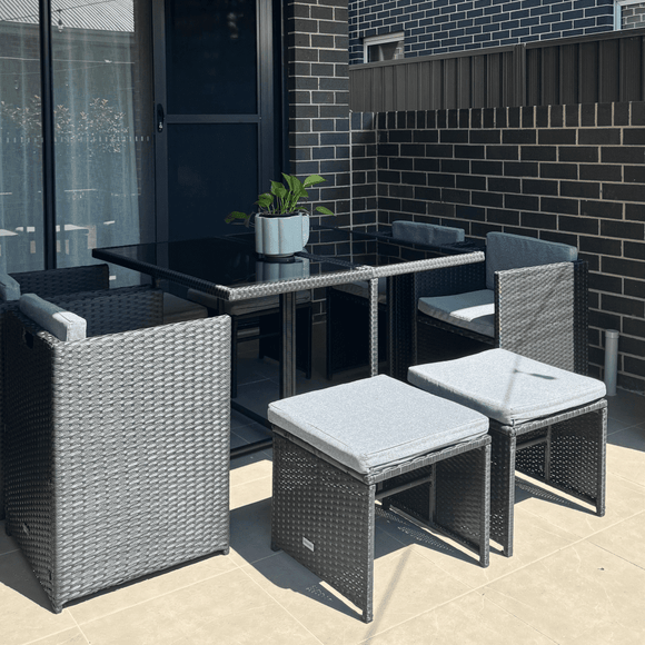 Horrocks 8 Seater Outdoor Dining Set - Black - RnR Galore