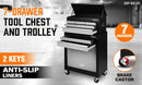 HORUSDY 7 Drawer Tool Box Trolley Cabinet Storage Cart Garage Toolbox Organiser - RnR Galore