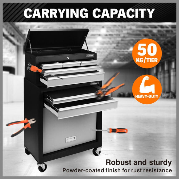 HORUSDY 7 Drawer Tool Box Trolley Cabinet Storage Cart Garage Toolbox Organiser - RnR Galore