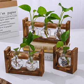HydroponicWoodenFramewithSnap - On - SphericalSingleBottle - RnR Galore