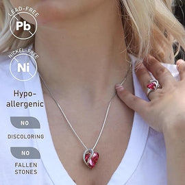 Infinity Love Heart Necklace, Birthstone Necklace for Women, Jewelry for Women with Healing Crystals, Allergy Free Pendant Necklace - 10b - October - Tourmaline Pink - RnR Galore