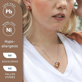 Infinity Love Heart Necklace, Birthstone Necklace for Women, Jewelry for Women with Healing Crystals, Allergy Free Pendant Necklace - 11a - November - Amber Brown - RnR Galore