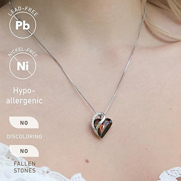 Infinity Love Heart Necklace, Birthstone Necklace for Women, Jewelry for Women with Healing Crystals, Allergy Free Pendant Necklace - 15 - Stress Relief - Dark Topaz Brown - RnR Galore