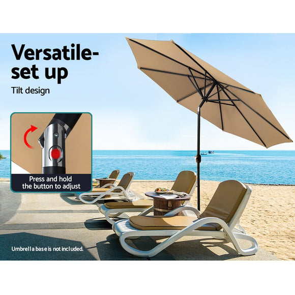 Instahut 2.7m Outdoor Umbrella Pole Stand Garden Sun Beige - RnR Galore