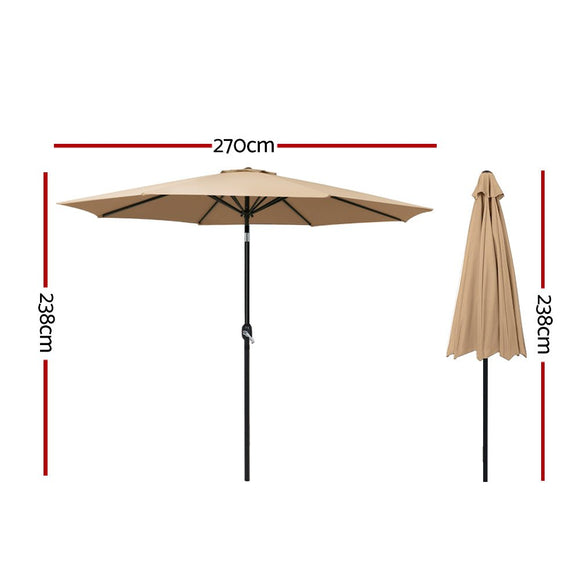 Instahut 2.7m Outdoor Umbrella Pole Stand Garden Sun Beige - RnR Galore