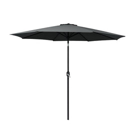 Instahut 2.7m Outdoor Umbrella w/Base Pole Stand Garden Beach Black - RnR Galore