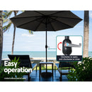 Instahut 2.7m Outdoor Umbrella w/Base Pole Stand Garden Beach Black - RnR Galore
