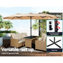 Instahut 4.57m Outdoor Umbrella Beach Pole Garden Tilt Beige - RnR Galore