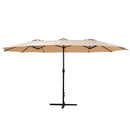 Instahut 4.57m Outdoor Umbrella Beach Pole Garden Tilt Beige - RnR Galore