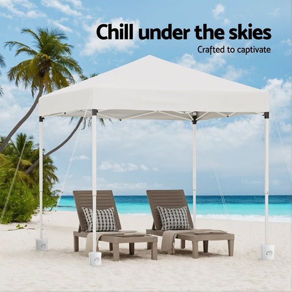 Instahut Gazebo 2x2m Outdoor Patio Garden Marquee Shade w/ Base Pods White - RnR Galore
