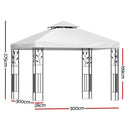Instahut Gazebo 3x3m Marquee Outdoor Wedding Party Event Tent Home Iron Art Shade White - RnR Galore