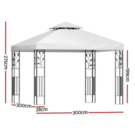 Instahut Gazebo 3x3m Marquee Outdoor Wedding Party Event Tent Home Iron Art Shade White - RnR Galore