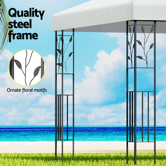 Instahut Gazebo 3x3m Marquee Outdoor Wedding Party Event Tent Home Iron Art Shade White - RnR Galore