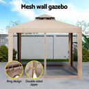 Instahut Gazebo Marquee 3m Outdoor Event Tent Camping Party Mesh Wall Canopy Brown - RnR Galore