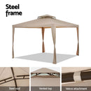 Instahut Gazebo Marquee 3m Outdoor Event Tent Camping Party Mesh Wall Canopy Brown - RnR Galore