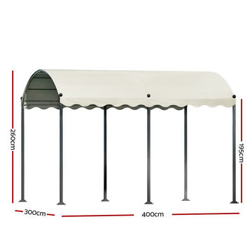 Instahut Gazebo Marquee 4x3m Outdoor Event Wedding Tent Camping Party Shade Iron Art Canopy Beige - RnR Galore