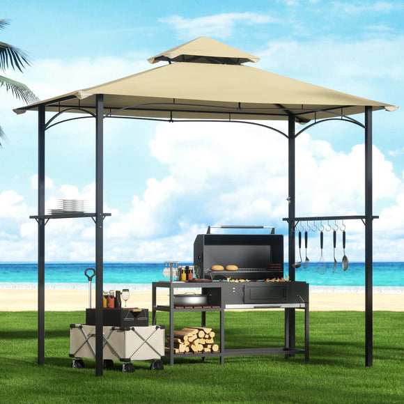 Instahut Gazebo Outdoor Patio Marquee BBQ Grill Shelter Garden Shade Hooks Beige - RnR Galore