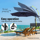 Instahut Outdoor Umbrella 3M Cantilever Beach LED Umbrellas Garden Shade Patio - RnR Galore