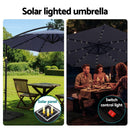 Instahut Outdoor Umbrella 3M Cantilever Beach LED w/Base Garden Shade Patio Navy - RnR Galore