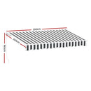 Instahut Retractable Folding Arm Awning Manual Sunshade 3Mx2.5M Grey White - RnR Galore