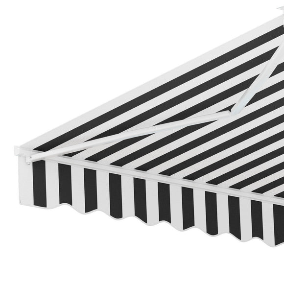 Instahut Retractable Folding Arm Awning Manual Sunshade 4Mx3M Grey White - RnR Galore