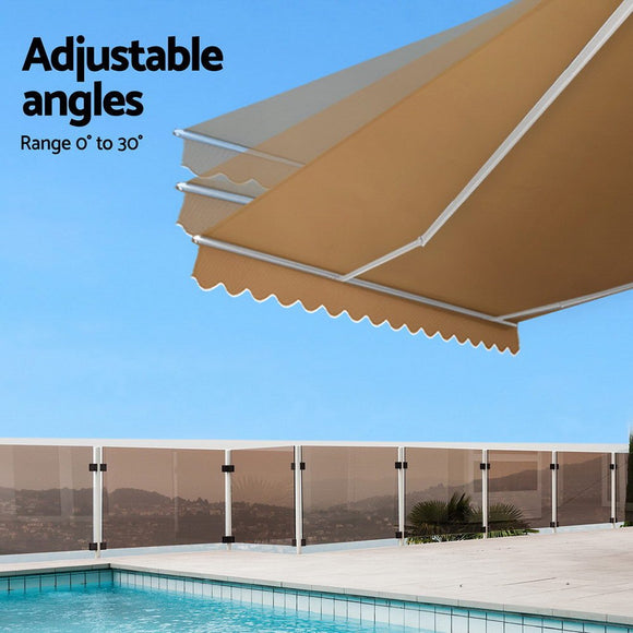 Instahut Retractable Folding Arm Awning Motorised Remoter Sunshade 2.5Mx2M Beige - RnR Galore