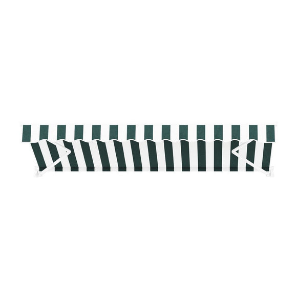 Instahut Retractable Folding Arm Awning Motorised Sunshade 3Mx2.5M Green White - RnR Galore