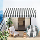 Instahut Retractable Folding Arm Awning Motorised Sunshade 3Mx2.5M Grey White - RnR Galore