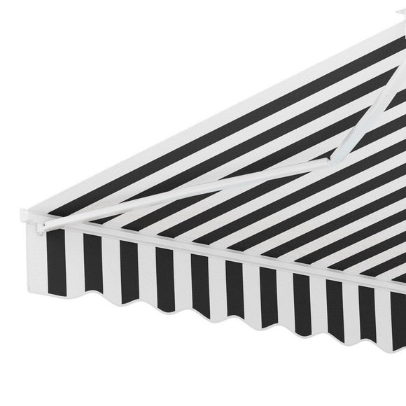 Instahut Retractable Folding Arm Awning Motorised Sunshade 4Mx3M Grey White - RnR Galore