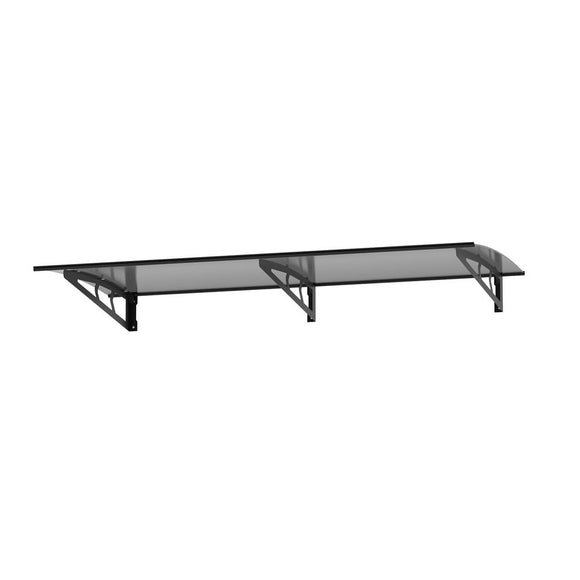 Instahut Window Door Awning Canopy 1mx2m Grey Solid Sheet Metal Frame - RnR Galore