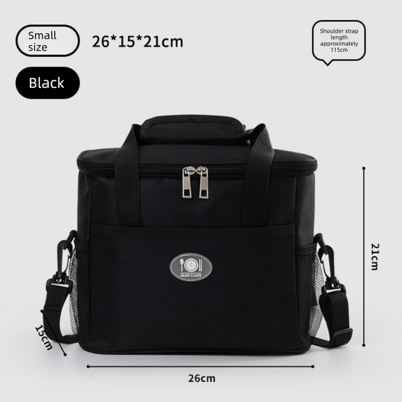 Insulated Lunch Bag Thermal Cooler Tote with Adjustable Shoulder Strap Waterproof Lining for Work School & Picnics Black Small - RnR Galore