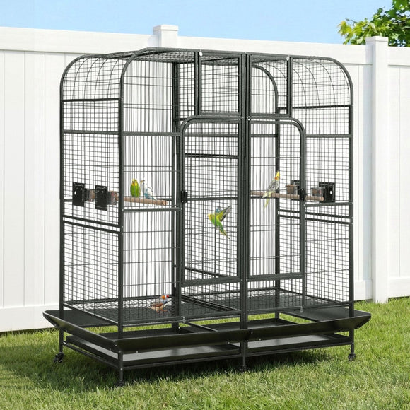 i.Pet Bird Cage Extra Large Aviary 185cm Pet Parrot Cage Castor Wheel Removable Divider - RnR Galore