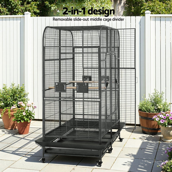 i.Pet Bird Cage Extra Large Aviary 185cm Pet Parrot Cage Castor Wheel Removable Divider - RnR Galore