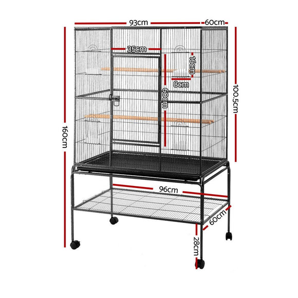 i.Pet Bird Cage Large Cages 160cm Parrot Aviary Stand - Alone Budgie Wheels Castor - RnR Galore