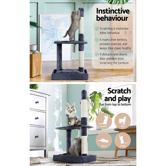 i.Pet Cat Tree 102cm Scratching Post Tower Scratcher Condo House Board Grey - RnR Galore