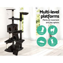 i.Pet Cat Tree 193cm Tower Scratching Post Scratcher Condo House Trees Grey - RnR Galore