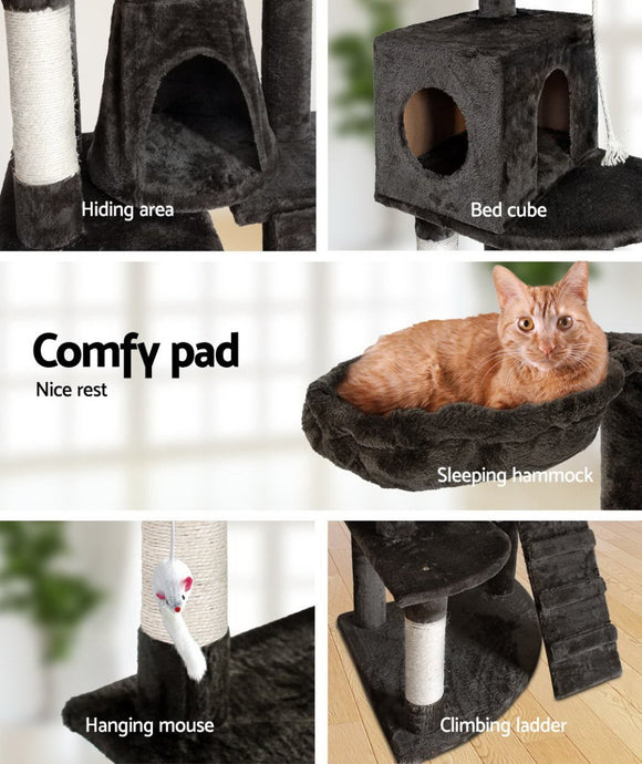 i.Pet Cat Tree 193cm Tower Scratching Post Scratcher Condo House Trees Grey - RnR Galore